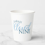 ミニマルな雲の上の幸せ シンプル スクリプト ブライダルシャワー 紙コップ (正面)