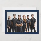 ミニマルな青い白いクリスマスツリーのビジネスロゴ シーズンカード (裏面)