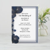 ミニマルな青い花の結婚式招待状 招待状 (スタンド正面)