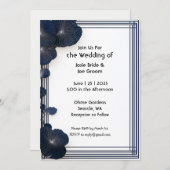 ミニマルな青い花の結婚式招待状 招待状 (正面/裏面)