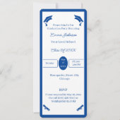 ミニマルな青と白のパーソナライズされた卒業 招待状 (正面)