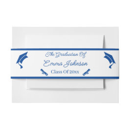 ミニマルな青と白の卒業パーソナライズされた 招待状ベリーバンド