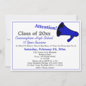 ミニマルな青と白の高校クラス会 招待状 (正面)