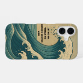 ミニマルな静かな海波「レッツゴー」 iPhone 16ケース (裏面横)