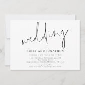 ミニマルな非公式スクリプトQRコー結婚ド 招待状 (正面)