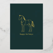 ミニマルな馬のラインアート 緑の馬術 箔シーズンカード (正面)
