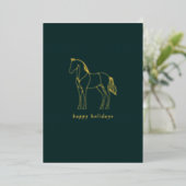 ミニマルな馬のラインアート 緑の馬術 箔シーズンカード (立ち正面)