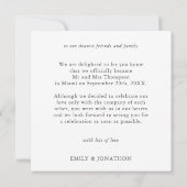 ミニマルな駆け落ち写真発表 ノートカード (裏面)