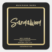 ミニマルな高級ブラック金ゴールドスクリプトキャンドル スクエアシール (正面)