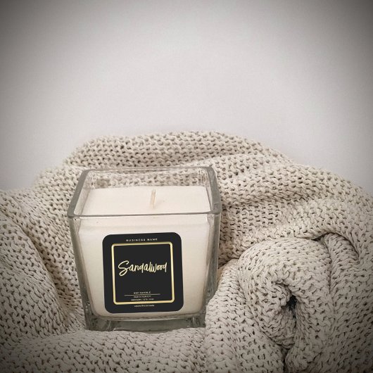 ミニマルな高級ブラック金ゴールドスクリプトキャンドル スクエアシール