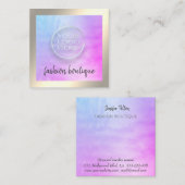 ミニマルな高級金ゴールドホログラフィカスタムックのロゴ スクエア名刺 (正面/裏面)