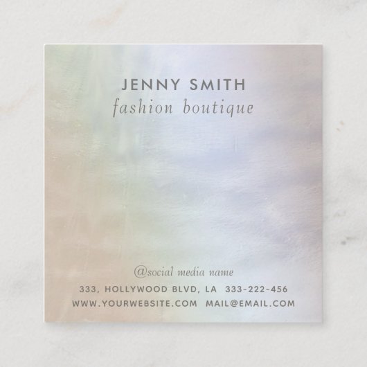 ミニマルな高級金ゴールドホログラフィカスタムーのロゴマークsqu スクエア名刺 (裏面)