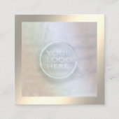 ミニマルな高級金ゴールドホログラフィカスタムーのロゴマークsqu スクエア名刺 (正面)