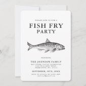 ミニマルな魚揚げ物BBQのパーティーによってカスタマイズ招待状 招待状 (正面)