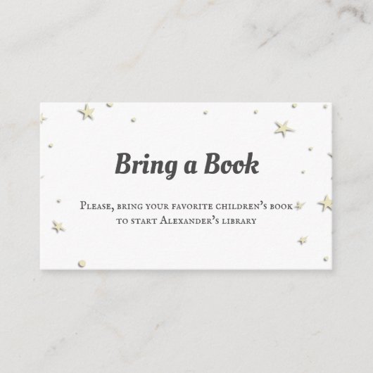 ミニマルな黄色い星が本の赤ちゃんシャワーを持参 エンクロージャーカード (正面)