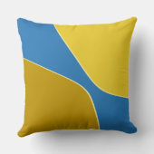 ミニマルな黄色と青の不規則な四分図形 クッション (裏面)