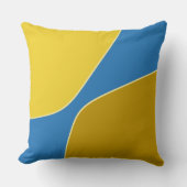 ミニマルな黄色と青の不規則な四分図形 クッション (正面)
