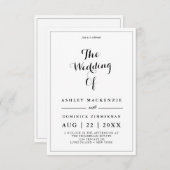 ミニマルな黒い書結婚道は 招待状 (正面/裏面)