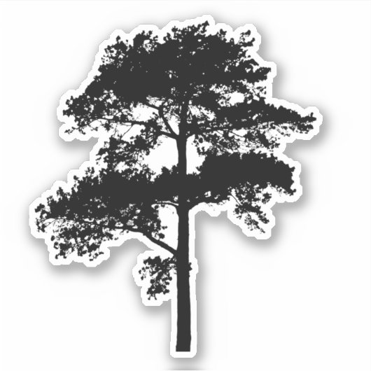 ミニマルな黒い木のシルエット シール (正面)