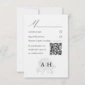ミニマルな黒と白のアジサイの結婚式RSVP 出欠カード (裏面)