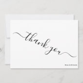 ミニマルな黒と白のカリグラフィー結婚式 サンキューカード (正面)