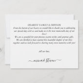 ミニマルな黒と白のカリグラフィー結婚式 サンキューカード (裏面)