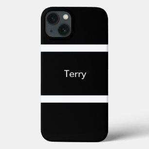 ミニマルな黒と白のストライプ オーダーメイド iPhone 13ケース