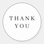 ミニマルな黒と白の円形の「ありがとう」 ラウンドシール (正面)