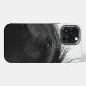 ミニマルな黒と白の馬の肖像画 乗馬愛好家 iPhoneケース (裏面横)
