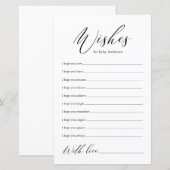 ミニマルな黒の書道の願いをベビーカード (正面/裏面)