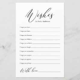 ミニマルな黒の書道の願いをベビーカード