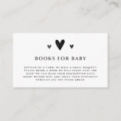 ミニマルな黒ハートの赤ちゃんシャワー用ブック エンクロージャーカード (正面)