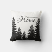 ミニマルな黒松と白松のシルエット アウトドアクッション (正面)