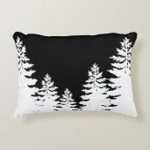ミニマルな黒松と白松のシルエット アクセントクッション (正面)