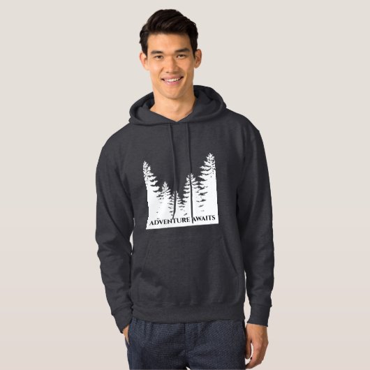 ミニマルな黒松と白松のシルエット パーカ (正面フル)