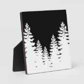 ミニマルな黒松と白松のシルエット フォトプラーク (正面)