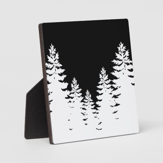 ミニマルな黒松と白松のシルエット フォトプラーク (正面)