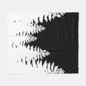 ミニマルな黒松と白松のシルエット フリースブランケット (正面(横))