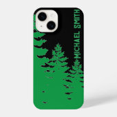 ミニマルな黒松と白松のシルエット iPhoneケース (裏面)