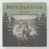 ミニマルな黒松のシルエットをパーソナライズ ストーンコースター (正面)