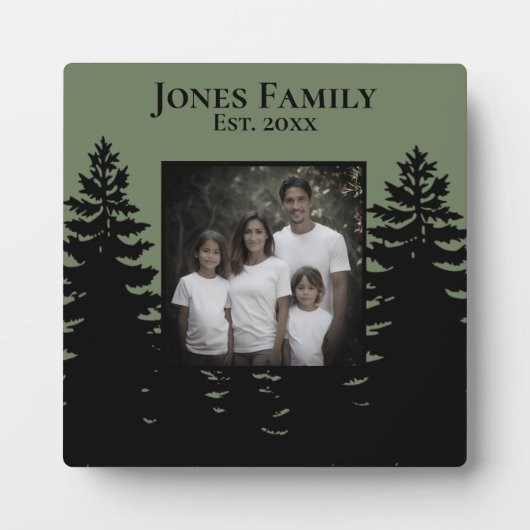 ミニマルな黒松のシルエットをパーソナライズ フォトプラーク (正面)