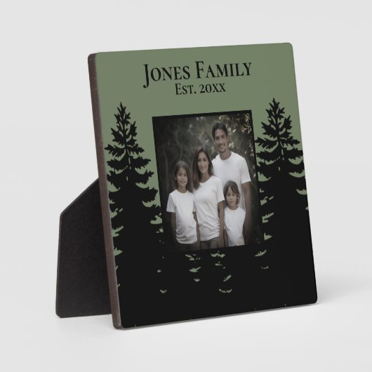 ミニマルな黒松のシルエットをパーソナライズ フォトプラーク (正面)