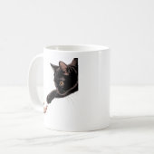 ミニマルな黒猫と人間のつながり マグカップ (正面左)