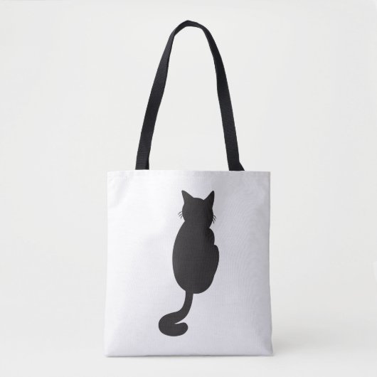 ミニマルな黒猫シルエット トートバッグ (正面)