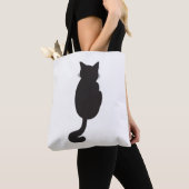 ミニマルな黒猫シルエット トートバッグ (クローズアップ)