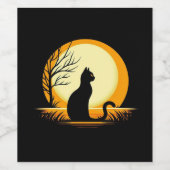 ミニマルな黒猫ハロウィーン ワインラベル (シングルラベル)