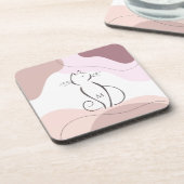 ミニマルな黒猫ボホオーガニックシェイプズモノグラム コースター (左側)