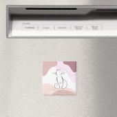 ミニマルな黒猫ボホオーガニックシェイプズモノグラム マグネット (インサイチュ (食洗機))