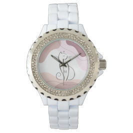 ミニマルな黒猫ボホオーガニックシェイプズモノグラム 腕時計