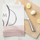 ミニマルな黒猫ボホオーガニックシェイプモノグラム キッチンタオル (四つ折り)